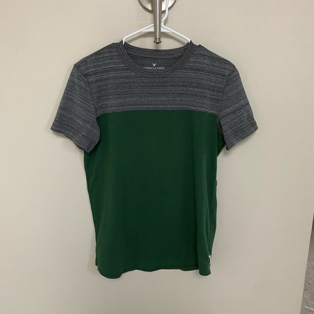 American Eagle Colorblock T-Shirt – Green & Gray | Men’s Small
